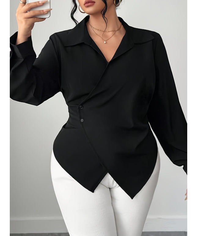 KissICON Curve Oversized Black Collar Shirt – Formal Wear