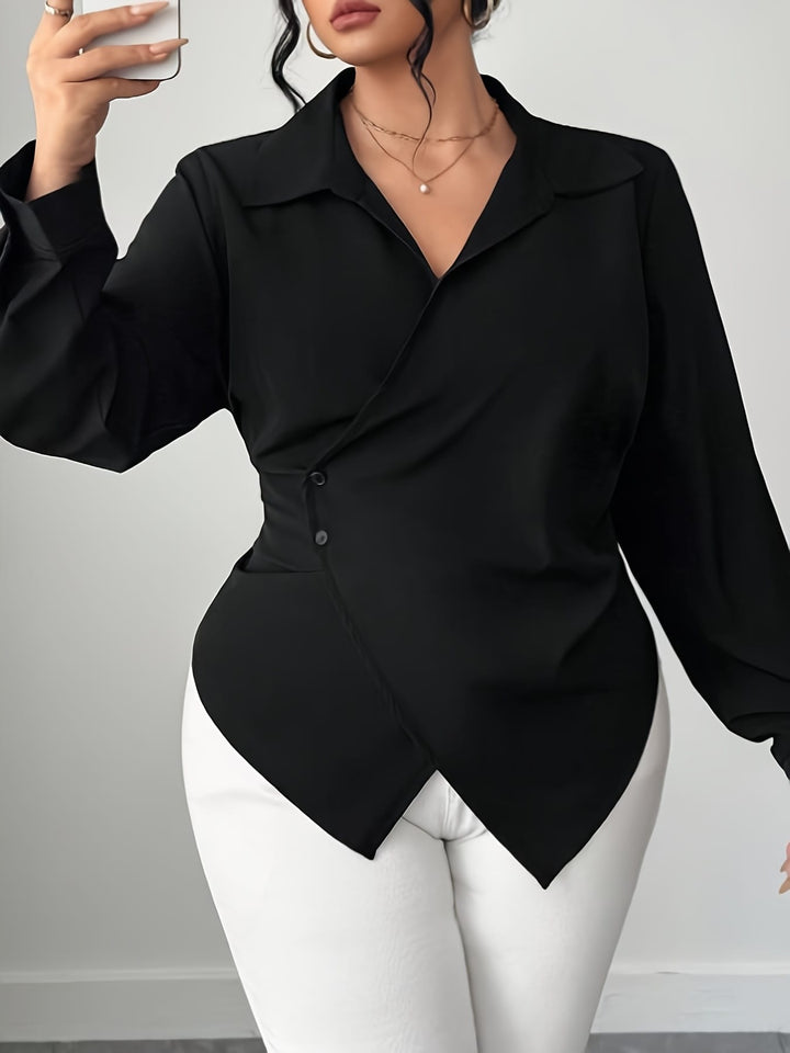 Curve Oversized Black Collar Shirt – Formal Wear