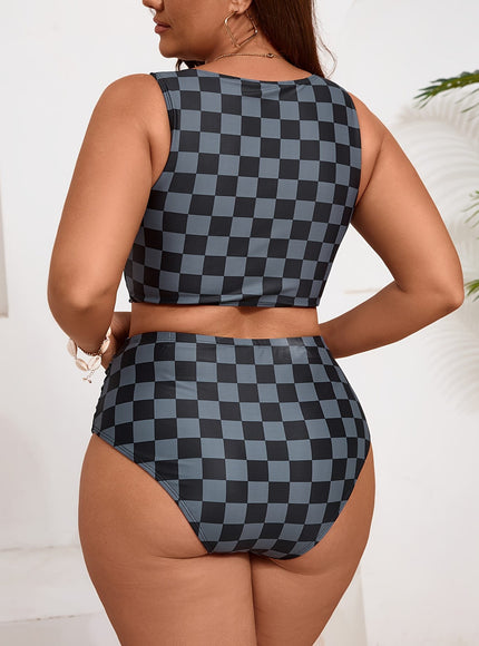 KissICON Curve Plaid Print Waist Bikini – Women's
