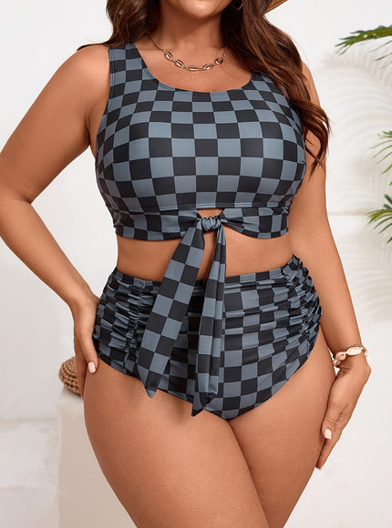 KissICON Curve Plaid Print Waist Bikini – Women's