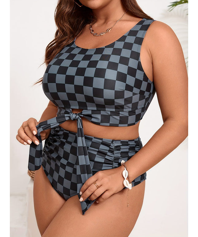 KissICON Curve Plaid Print Waist Bikini – Women's