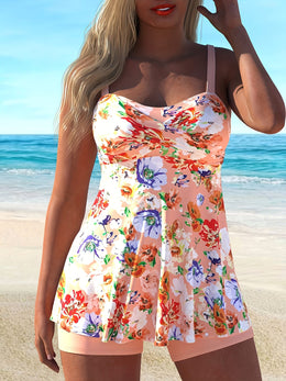 KissICON Curve Random Print Square Neck Tankini
