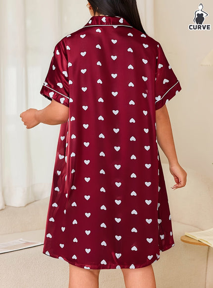 KissICON Curve Red Heart Print Cozy Short Sleeve
