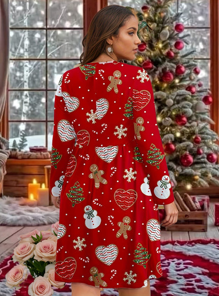 KissICON Curve Red Snowman Gingerbread Holiday Party Dress