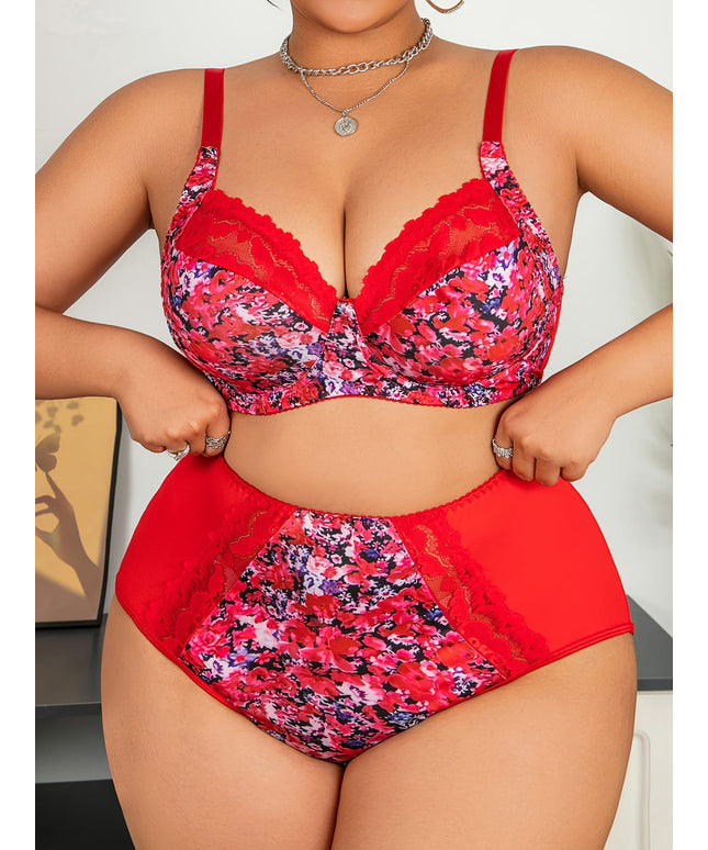 KissICON Curve Redpink Floral Lace Lingerie