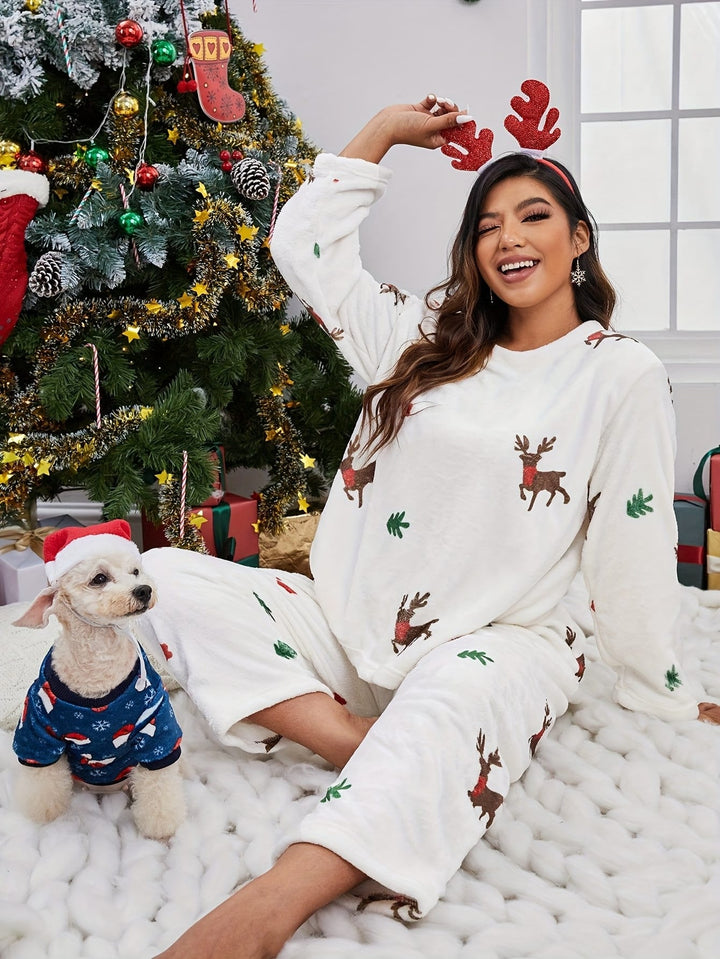 Curve Reindeer Fleece Christmas Pullover Pajamas