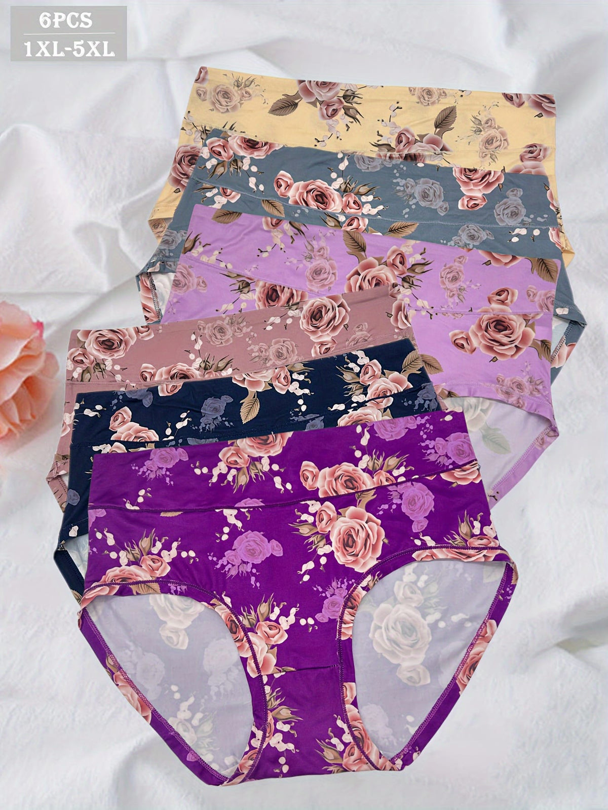 KissICON Curve Rose Print Soft Briefs – 6pack