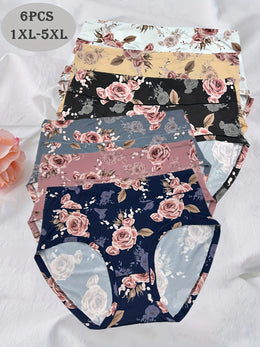 KissICON Curve Rose Print Soft Briefs – 6pack