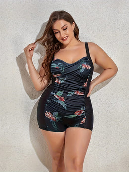 KissICON Curve Ruched Patchwork Wireless Swimsuit