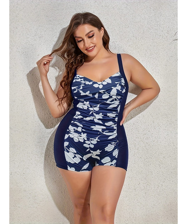 KissICON Curve Ruched Patchwork Wireless Swimsuit