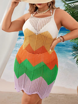KissICON Curve Sheer Lace Beach Coverup – Colorblock Resort