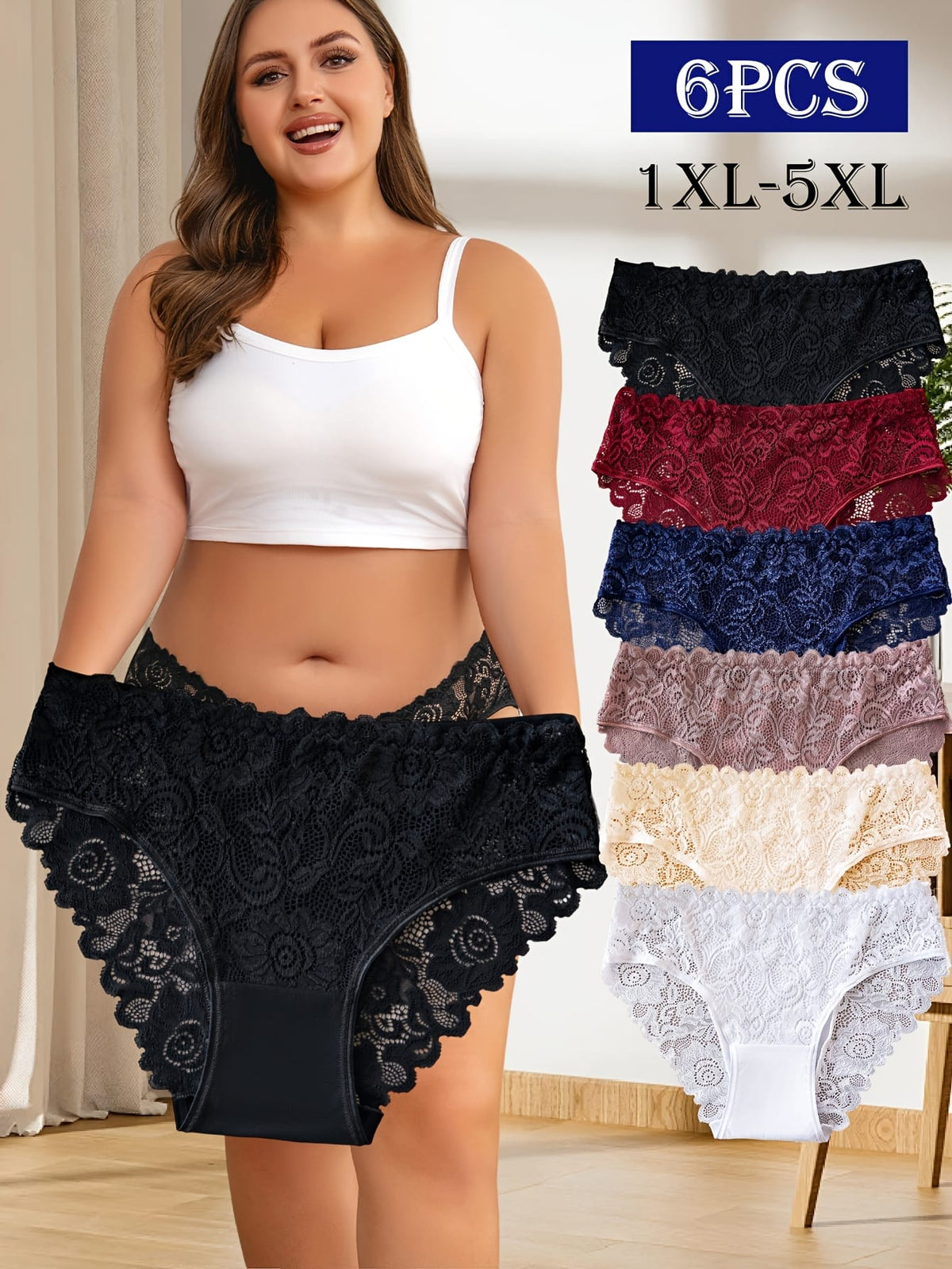 KissICON Curve Sheer Lace Briefs – 6pc