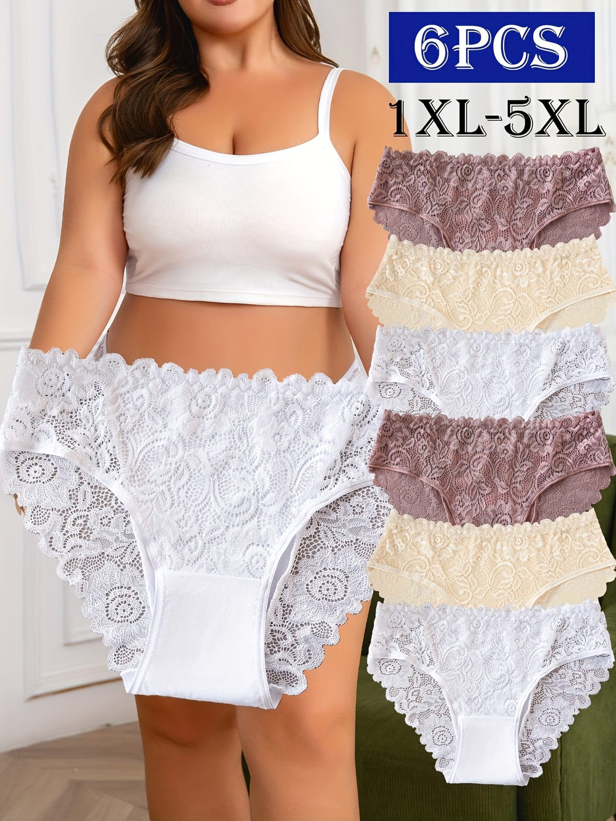 KissICON Curve Sheer Lace Briefs – 6pc