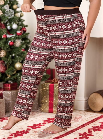 KissICON Curve Snowflake Lounge Pants – Soft Wideleg Holiday