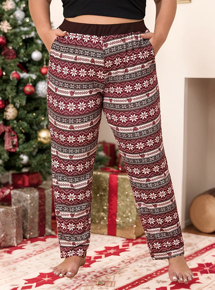 KissICON Curve Snowflake Lounge Pants – Soft Wideleg Holiday