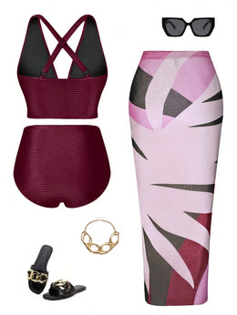 KissICON Curve Solid Color Bikini – Swim Trunks Tie