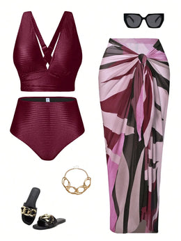 KissICON Curve Solid Color Bikini – Swim Trunks Tie