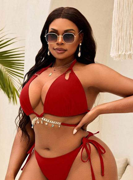 KissICON Curve Solid Color Halter Tie Triangle Cup