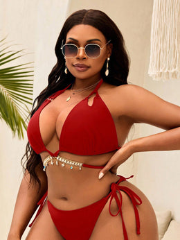 KissICON Curve Solid Color Halter Tie Triangle Cup