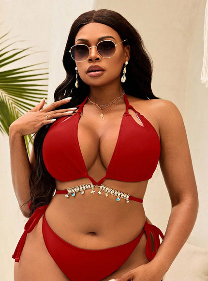 KissICON Curve Solid Color Halter Tie Triangle Cup