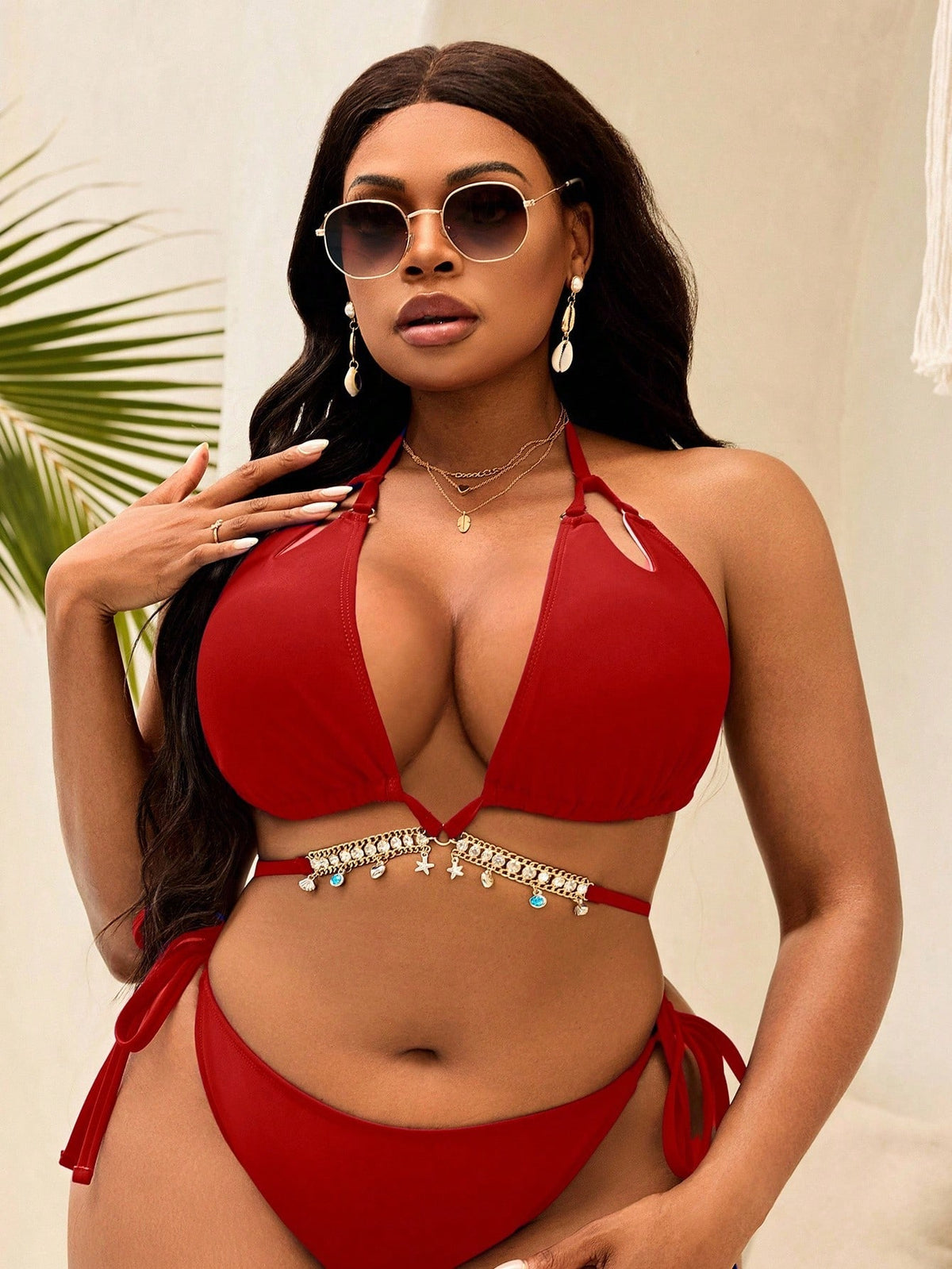 KissICON Curve Solid Color Halter Tie Triangle Cup