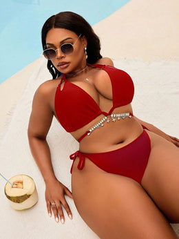 KissICON Curve Solid Color Halter Tie Triangle Cup