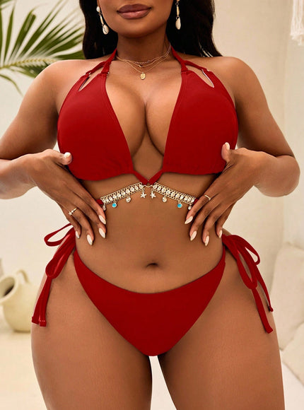 KissICON Curve Solid Color Halter Tie Triangle Cup
