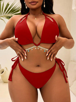 KissICON Curve Solid Color Halter Tie Triangle Cup