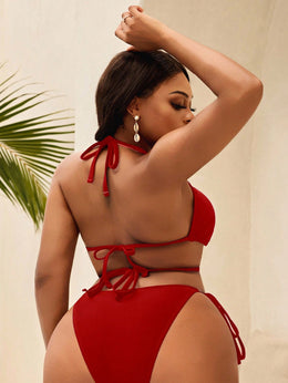 KissICON Curve Solid Color Halter Tie Triangle Cup