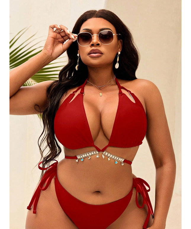 KissICON Curve Solid Color Halter Tie Triangle Cup