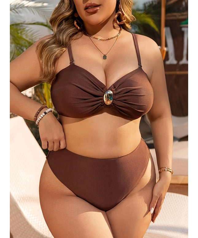 KissICON Curve Solid Color Thin Strap Bikini – Two-piece