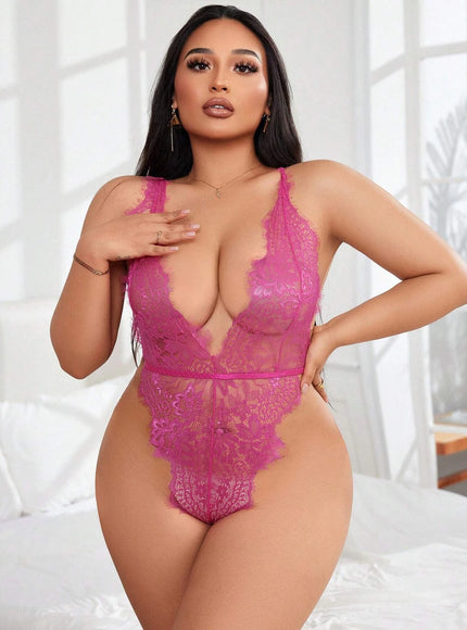 KissICON Curve Solid Mesh Waist Belt Nightgown Halter Bodysuit