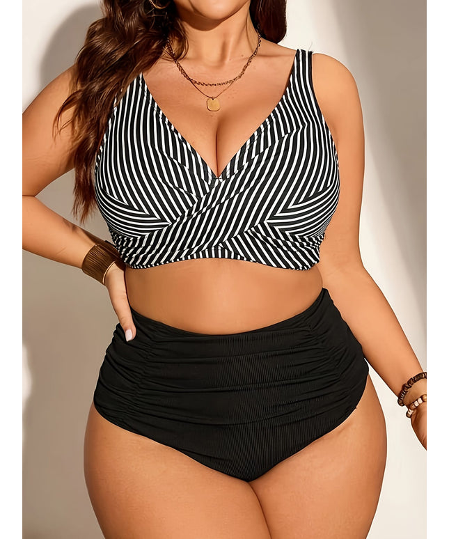 KissICON Curve Striped Tankini – Triangle Bottoms