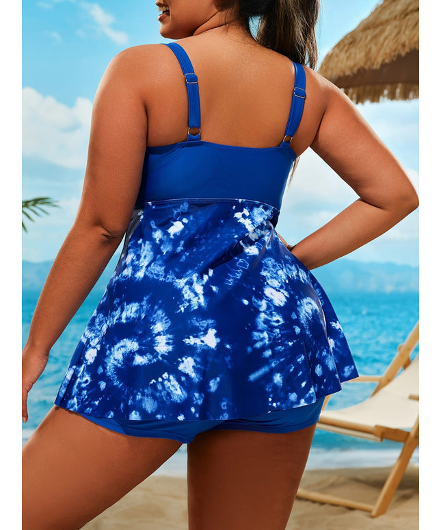 KissICON Curve Tankini – Lace-up Mini Tie-dye