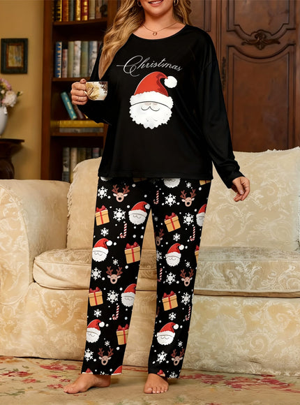 KissICON Curve Women's Christmas Pajama Set – Santa Claus Print