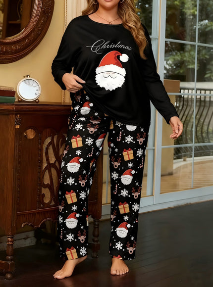 KissICON Curve Women's Christmas Pajama Set – Santa Claus Print