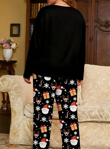KissICON Curve Women's Christmas Pajama Set – Santa Claus Print
