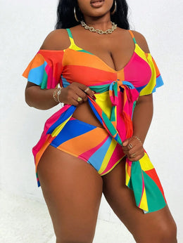 KissICON Curve Women's Cold Shoulder Ruffles Sleeve Beach