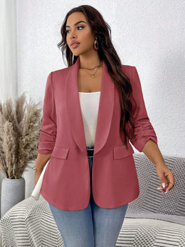 KissICON Curve Women's Fall Solid Color Ruched Sleeve