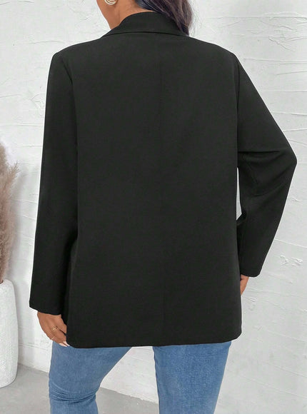 KissICON Curve Women's Lapel Collar Long Sleeve Pocket