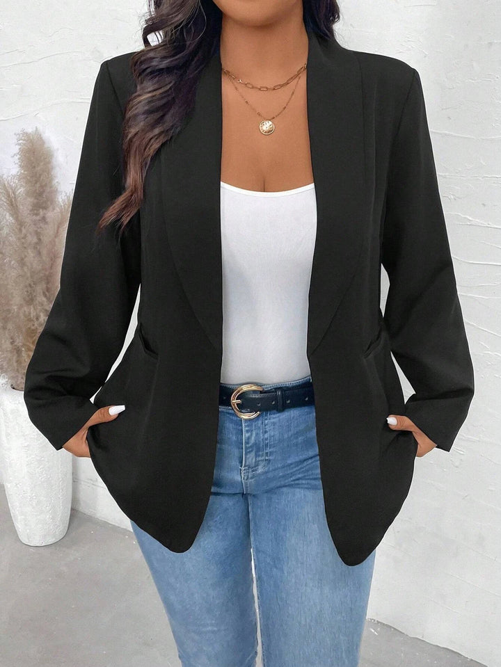 Curve Women's Lapel Collar Long Sleeve Pocket