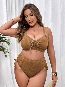 KissICON Curve Women's Solid Color Bikini – Front Center Drawstring