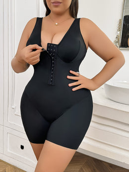 jkthpu-45 Curvy Fit Black Orange Plus Size Bodycon Onesie Bodysuit