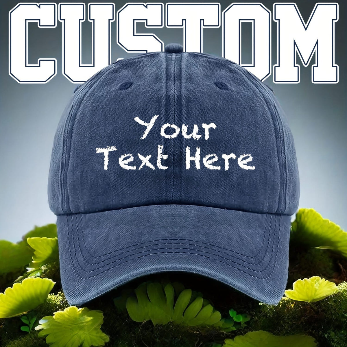 KissICON Custom ChalkStyle Text Washable Twill Baseball Cap