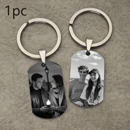 KissICON Custom Engraved Metal Keychain Photo Text Dog Charm Gift
