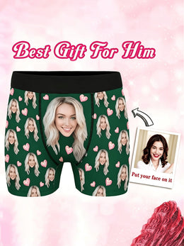 KissICON Custom Face Photo Boxer Briefs Funny Personalized Mens Underwear Gift