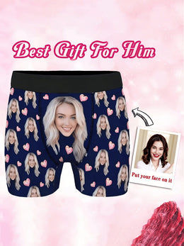 KissICON Custom Face Photo Boxer Briefs Funny Personalized Mens Underwear Gift