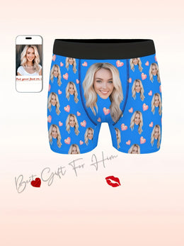 KissICON Custom Face Photo Boxer Briefs Funny Personalized Mens Underwear Gift
