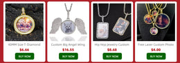 KissICON Customized Double-Side Photo Necklace Picture Pendant Chain Personalized Cubic Zirconia Hip Hop Jewelry Gift for Men Women