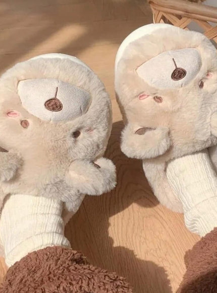 KissICON Cute Bear Single Band Winter New Women Slipper